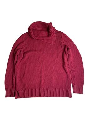 Lord & Taylor Red Cowl Neck Wool Blend Knit Sweater Size L